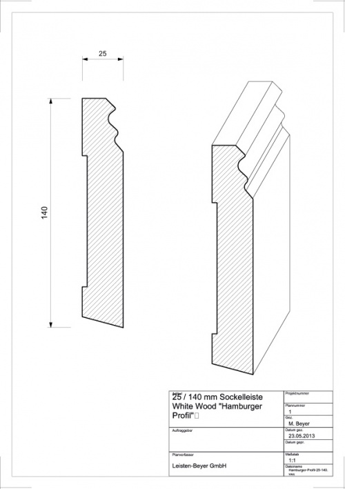 25 mm x 140 mm-Sockelleiste White Wood