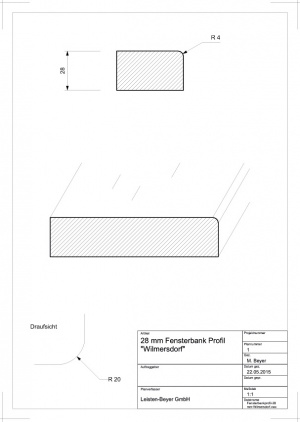 28 mm Innenfensterbankprofil Typ D