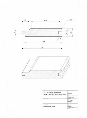 23 mm x 115 mm Profilbrett Softline