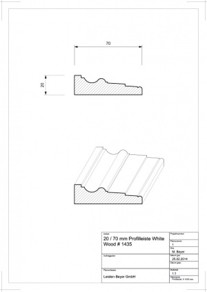 20 mm x 70 mm Profilleiste White Wood # 1435