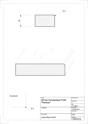 28 mm Innenfensterbankprofil Typ E