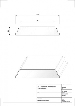 24 mm x 125 mm Profilleiste Ami-Ahorn # 2003